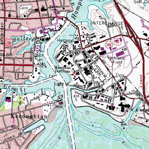 Topographic Map of Hampton University Museum, VA