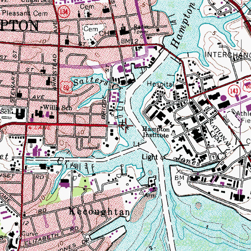 Topographic Map of Hampton Yacht Club, VA