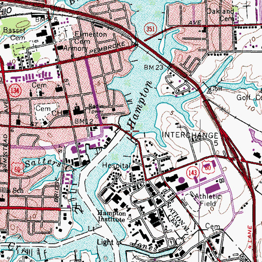 Topographic Map of B T Washington Memorial Bridge, VA