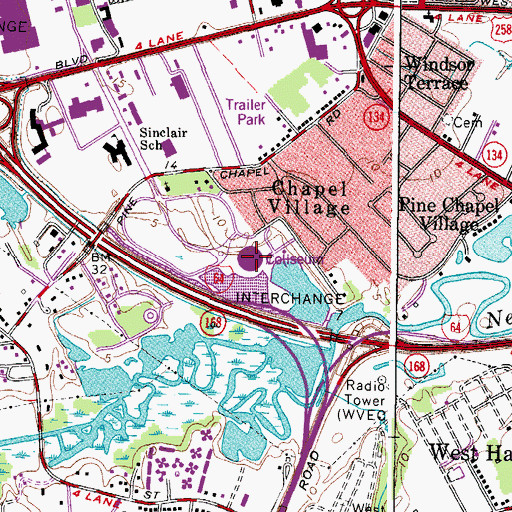 Topographic Map of Hampton Coliseum, VA
