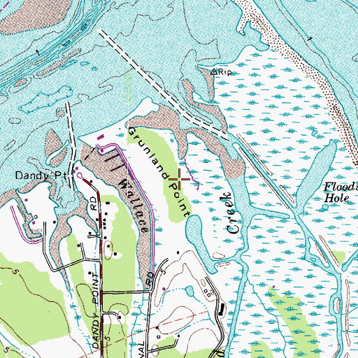 Topographic Map of Grunland Park, VA