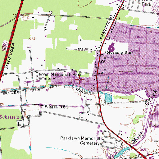 Topographic Map of Armistead Heights, VA