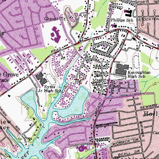 Topographic Map of Elizabeth Lake Estates, VA