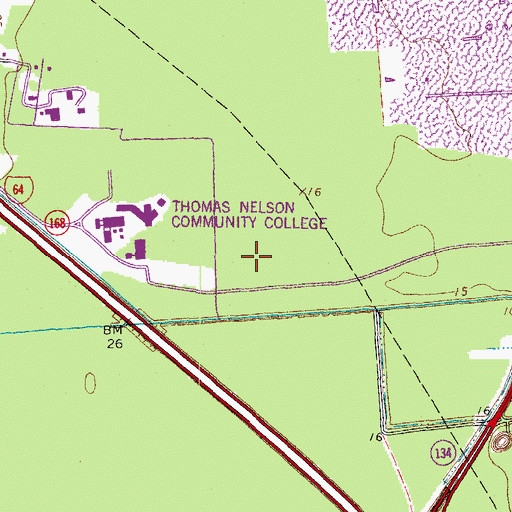 Topographic Map of Peninsula Workforce Development Center, VA