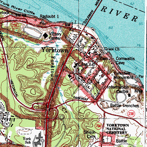 Topographic Map of York County Courts And Office Center, VA