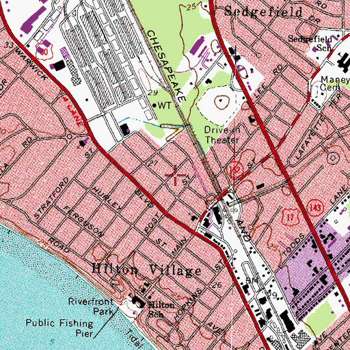 Topographic Map of North Hilton, VA