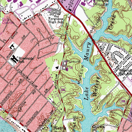 Topographic Map of Mariners Museum, VA