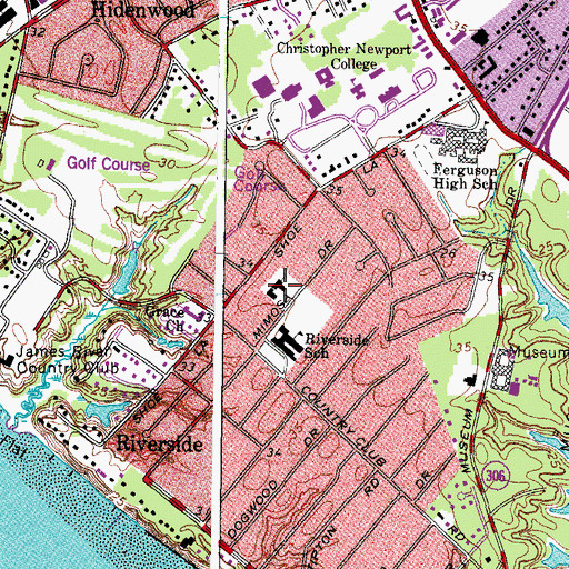 Topographic Map of North Riverside Baptist Church, VA