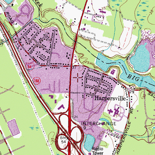 Topographic Map of Bayberry Village Shopping Center, VA