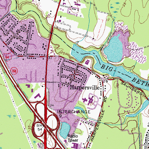 Topographic Map of Bayberry, VA