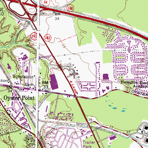 Topographic Map of Yoder Farms Shopping Center, VA