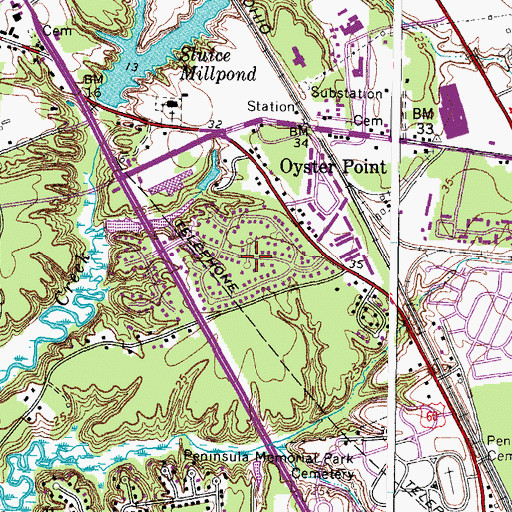 Topographic Map of Wendwood, VA