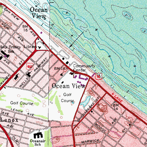 Topographic Map of Ocean View Community Center, VA