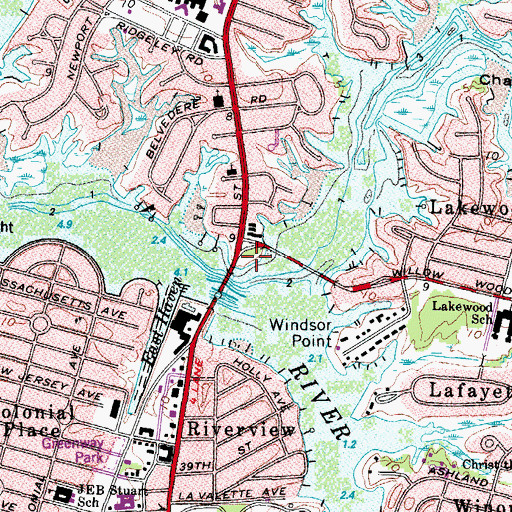 Topographic Map of Granby Street Park, VA