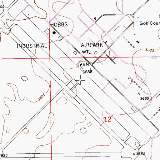 Topographic Map of Hobbs Army Air Field (historical), NM