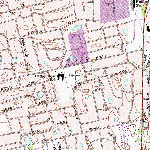 Topographic Map of Cedar Road Park, NY