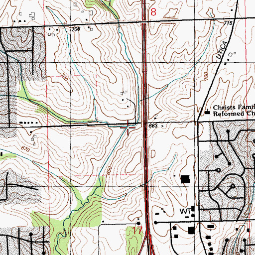Topographic Map of West Pheasant Creek, IA