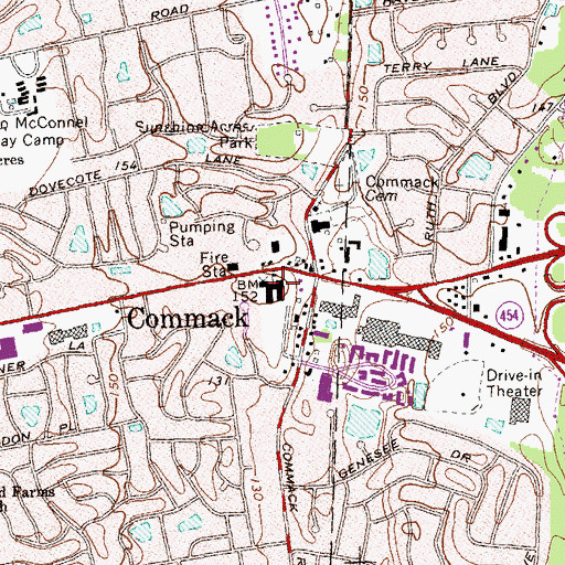 Topographic Map of Commack Grade School (historical), NY