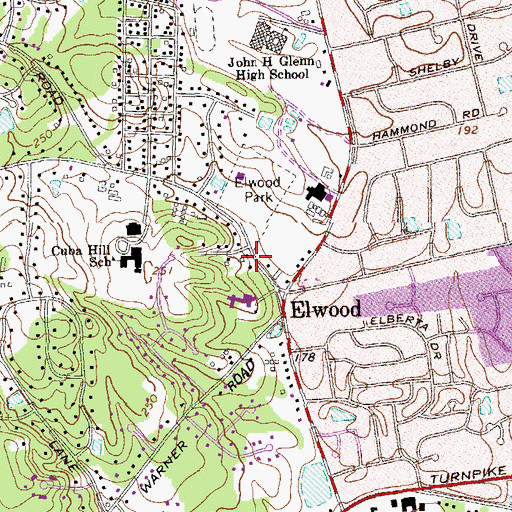 Topographic Map of Elwood Grade School (historical), NY