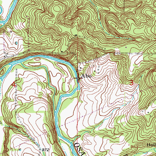 Topographic Map of Abo Post Office (historical), MO