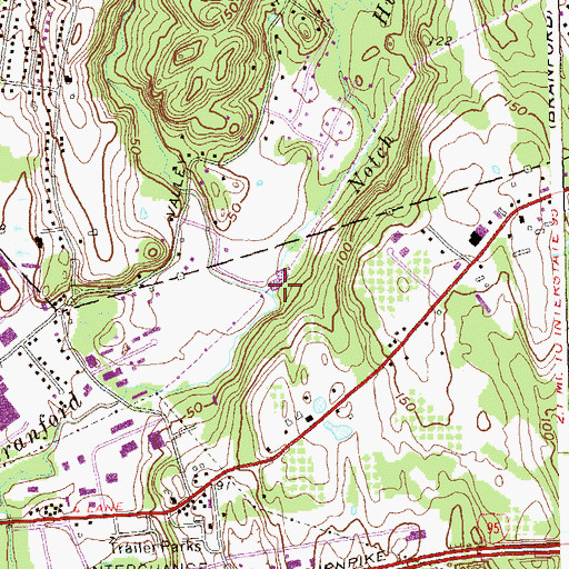Topographic Map of Notch Hill Brook, CT