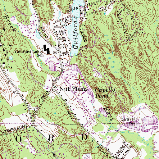 Topographic Map of Nut Plains, CT