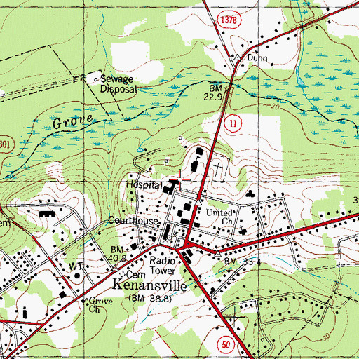 Topographic Map of Vidant Duplin Hospital, NC