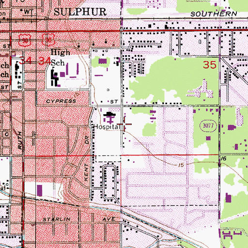 Topographic Map of Cornerstone Hospital of SW Louisiana, LA