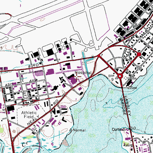 Topographic Map of United States Air Force Hospital Langley, VA