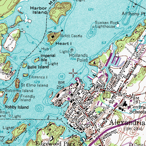 Topographic Map of Sunken Rock Shoal Lighthouse, NY