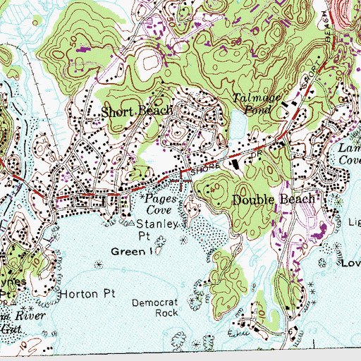 Topographic Map of Pages Cove, CT