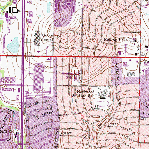Topographic Map of Diemer Elementary School, KS