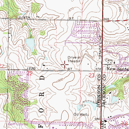Topographic Map of Leawood Elementary School, KS