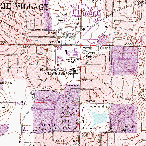 Topographic Map of Mission Valley Middle School, KS