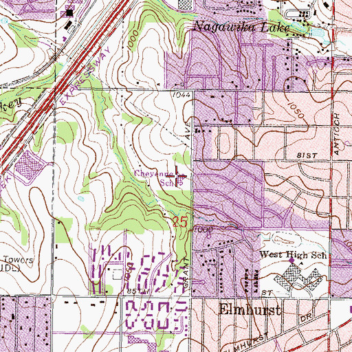 Topographic Map of Comanche Elementary School, KS