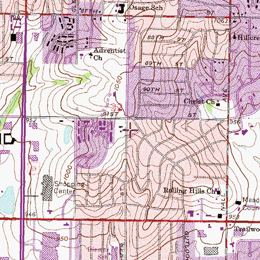 Topographic Map of Bethany Lutheran School, KS