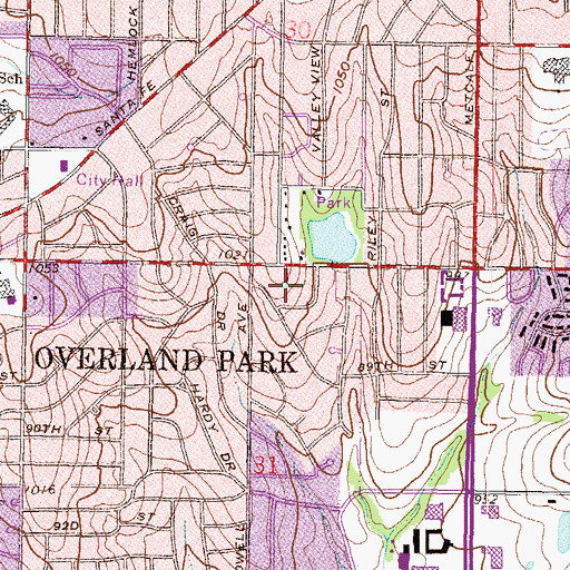 Topographic Map of Shawnee Mission Unitarian Universalist Church, KS