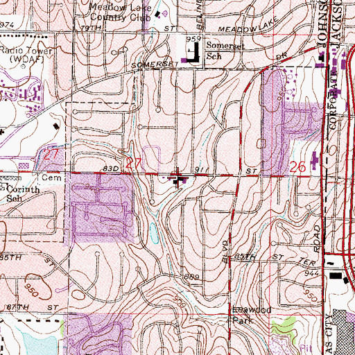 Topographic Map of Leawood Presbyterian Church, KS
