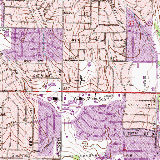 Topographic Map of Valley View United Methodist Church, KS