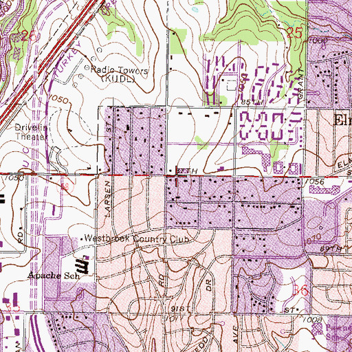 Topographic Map of West Highlands Presbyterian Church, KS