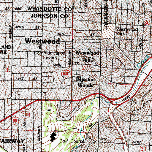 Topographic Map of Westwood Lutheran Church, KS