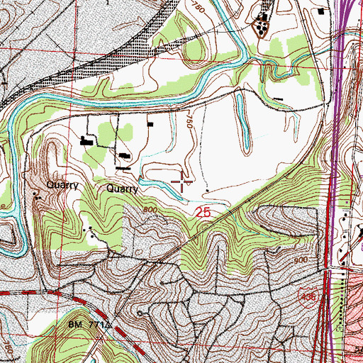Topographic Map of KCCV-AM (Overland Park), MO