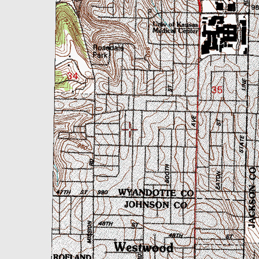 Topographic Map of Rosedale Congregational Church, KS