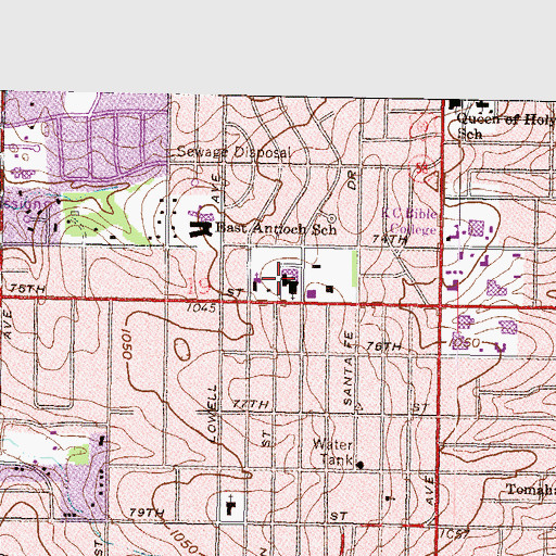 Topographic Map of Overland Park Christian Church, KS