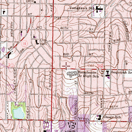 Topographic Map of Overland Park Foursquare Church, KS