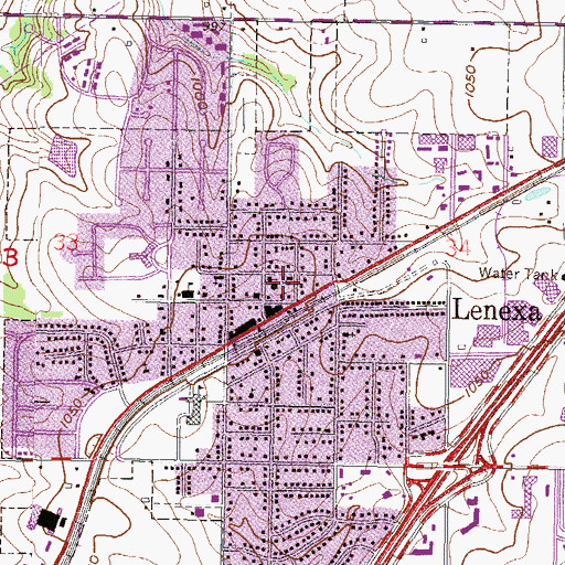 Topographic Map of Lenexa United Methodist Church, KS