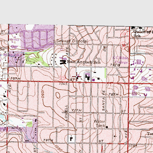 Topographic Map of Overland Park First Assembly of God, KS