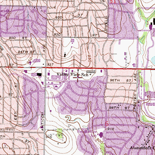 Topographic Map of First Baptist Church of Overland Park, KS