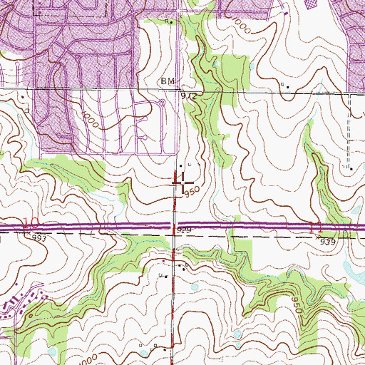 Topographic Map of Crossroads Reformed Church, KS