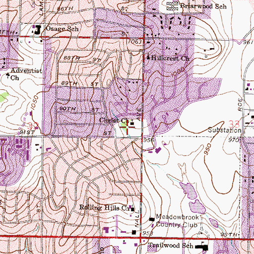 Topographic Map of Christ Episcopal Church, KS